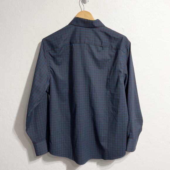 Untuckit Shirt Mens Medium Blue Navy Window Pane Button Down Long Sleeve Gargano - Picture 7 of 8